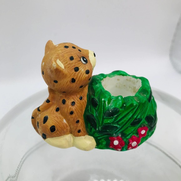 Charming Vintage Giftco  Cheetah  and climbing Cub Candleholder  Hand painted - Picture 7 of 11